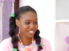 Pigtailed ebony teen